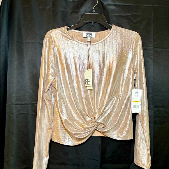 Robert Rodriguez NEO Twist Front Top Sz Medium Gold Metallic Long Sleeve NEW - Picture 1 of 7